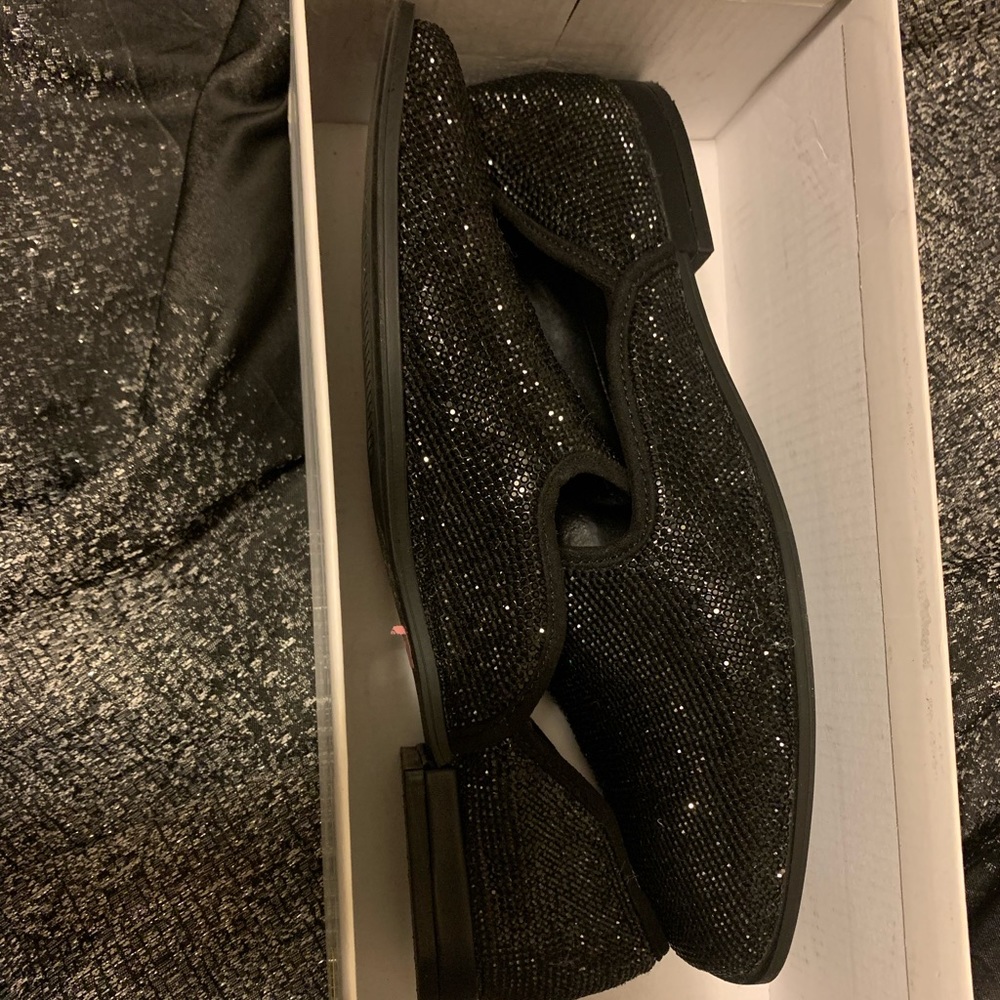 Black Crystal Loafers, 8.5